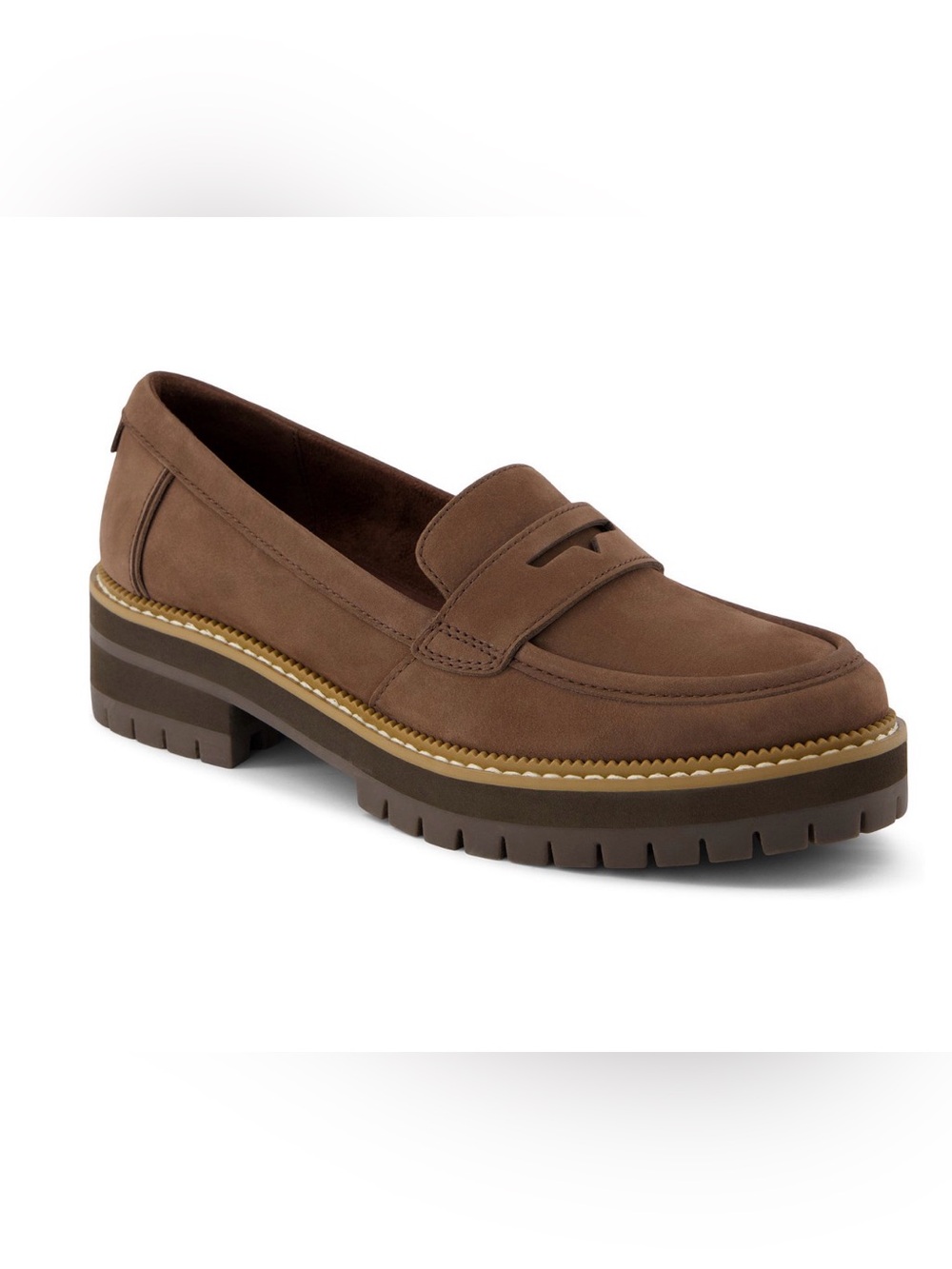Toms Women's Cara Lug Sole Loafers Dark Brown Leather Size 8